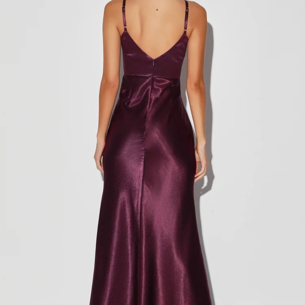 Make You Shine Dark Purple Satin Mermaid Maxi Dress - Picture 2 of 6